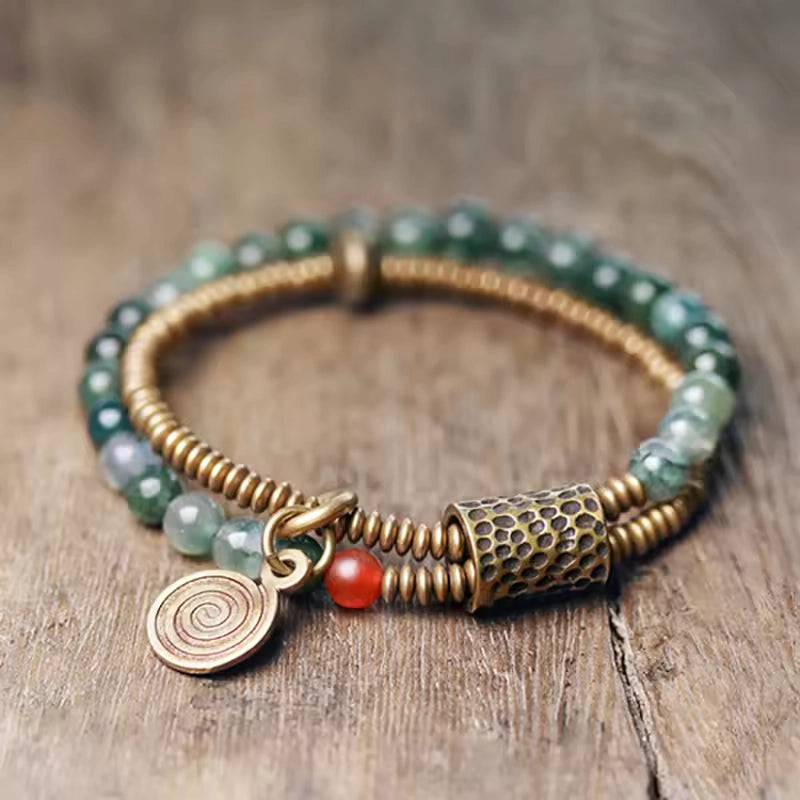 Moss Agate Copper Bracelet
