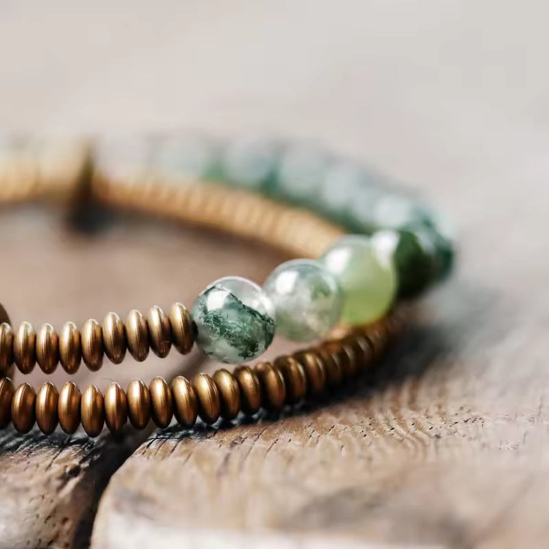 Moss Agate Copper Bracelet