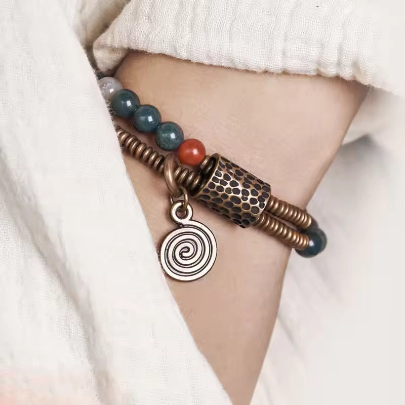 Moss Agate Copper Bracelet