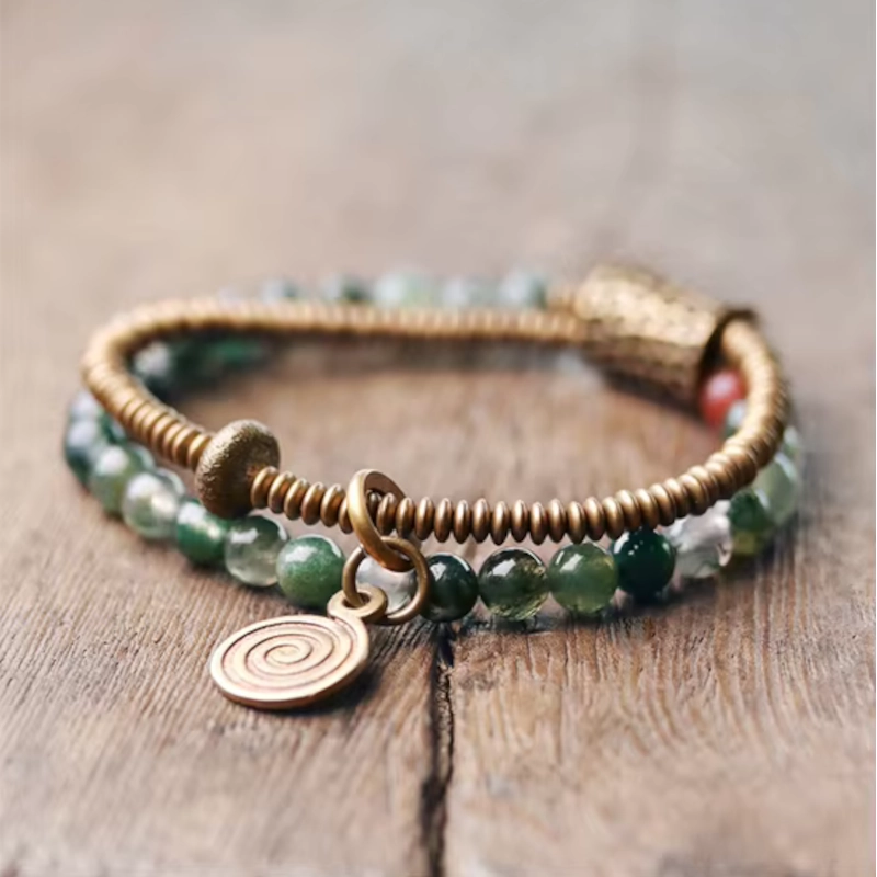 Moss Agate Copper Bracelet