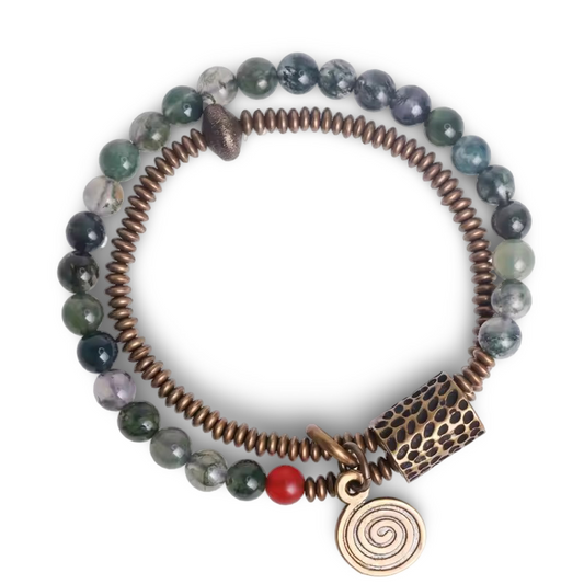 Moss Agate Copper Bracelet