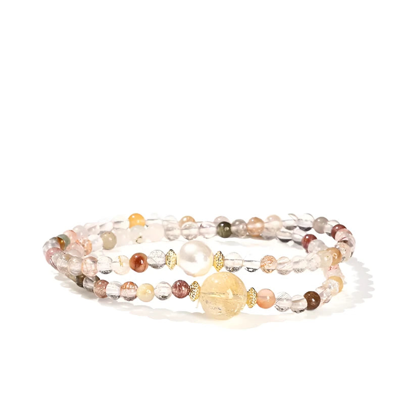 Multilayered Rutilated Quartz Bracelet