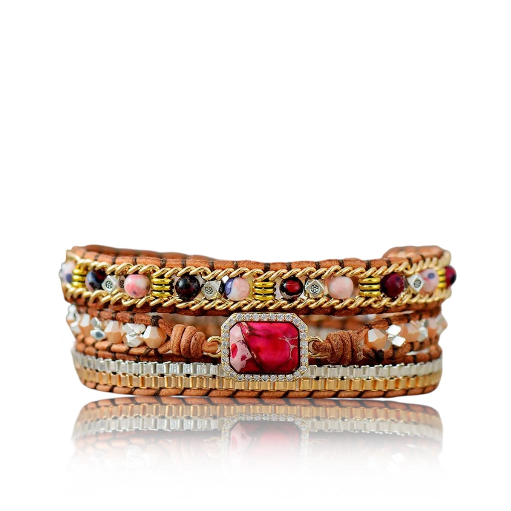Red Imperial Jasper Wrap Bracelet
