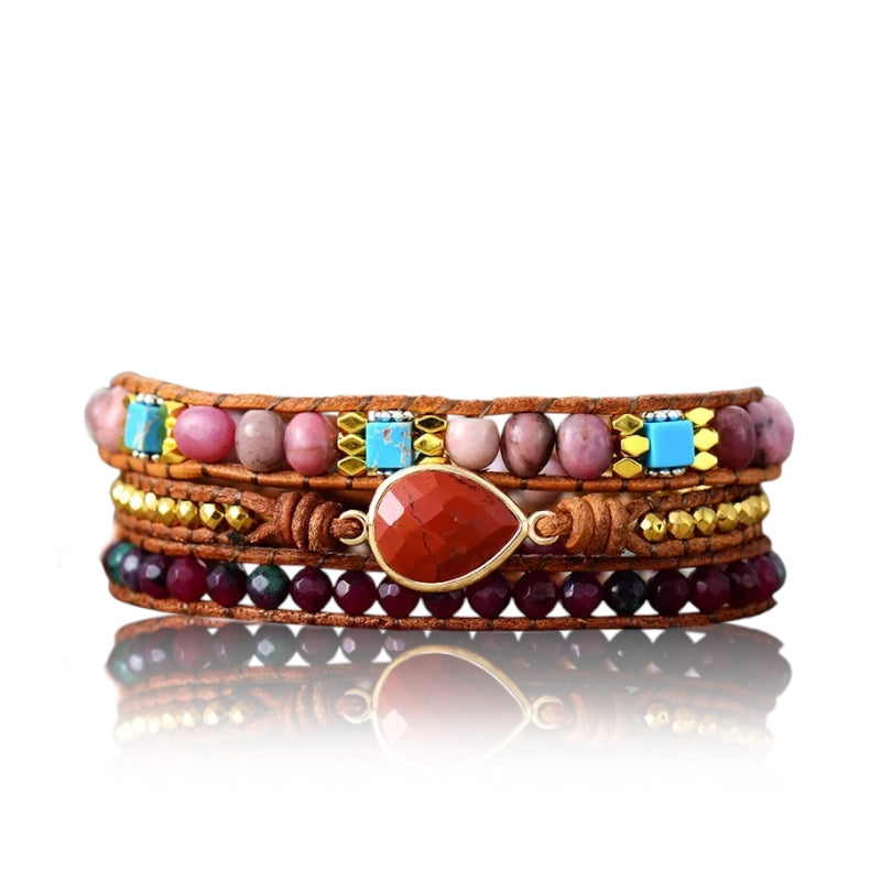 Red Jasper & Rhodonite Vitality Wrap Bracelet