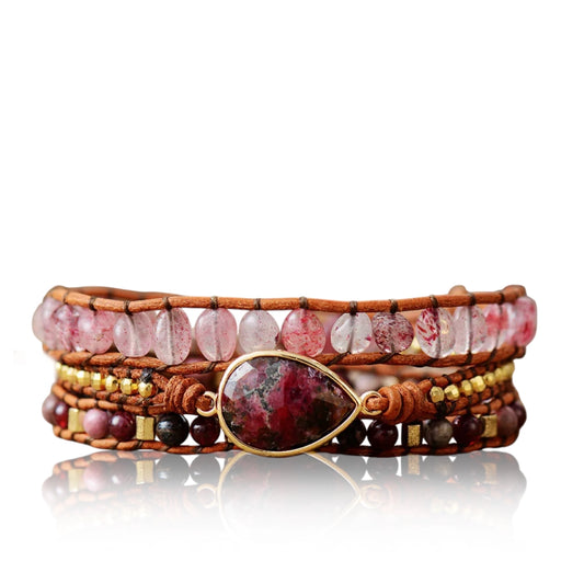 Rhodonite & Strawberry Quartz Loving Wrap Bracelet