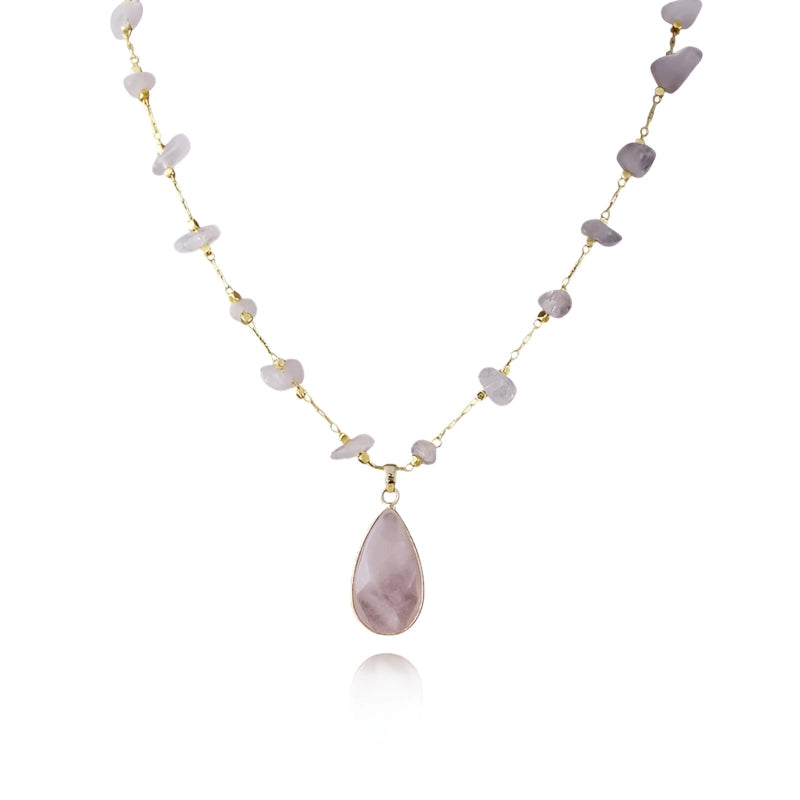 Loving Teardrop Rose Quartz Necklace