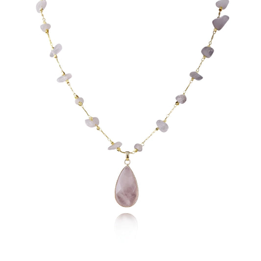 Loving Teardrop Rose Quartz Necklace