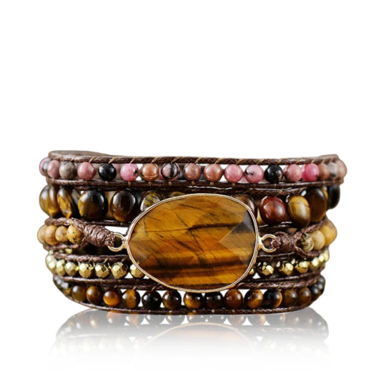 Tiger Eye & Rhodonite Wrap Bracelet