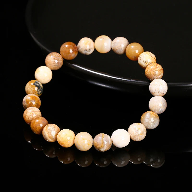 Coral Fossil Agate Bracelet