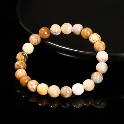 Coral Fossil Agate Bracelet