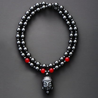 Hematite Buddha Necklace