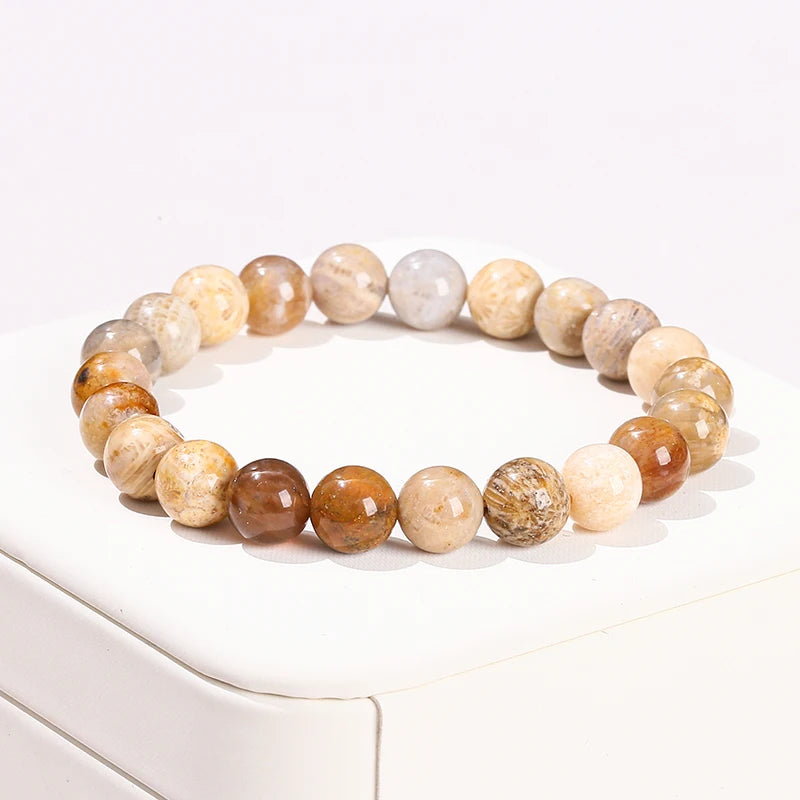 Coral Fossil Agate Bracelet
