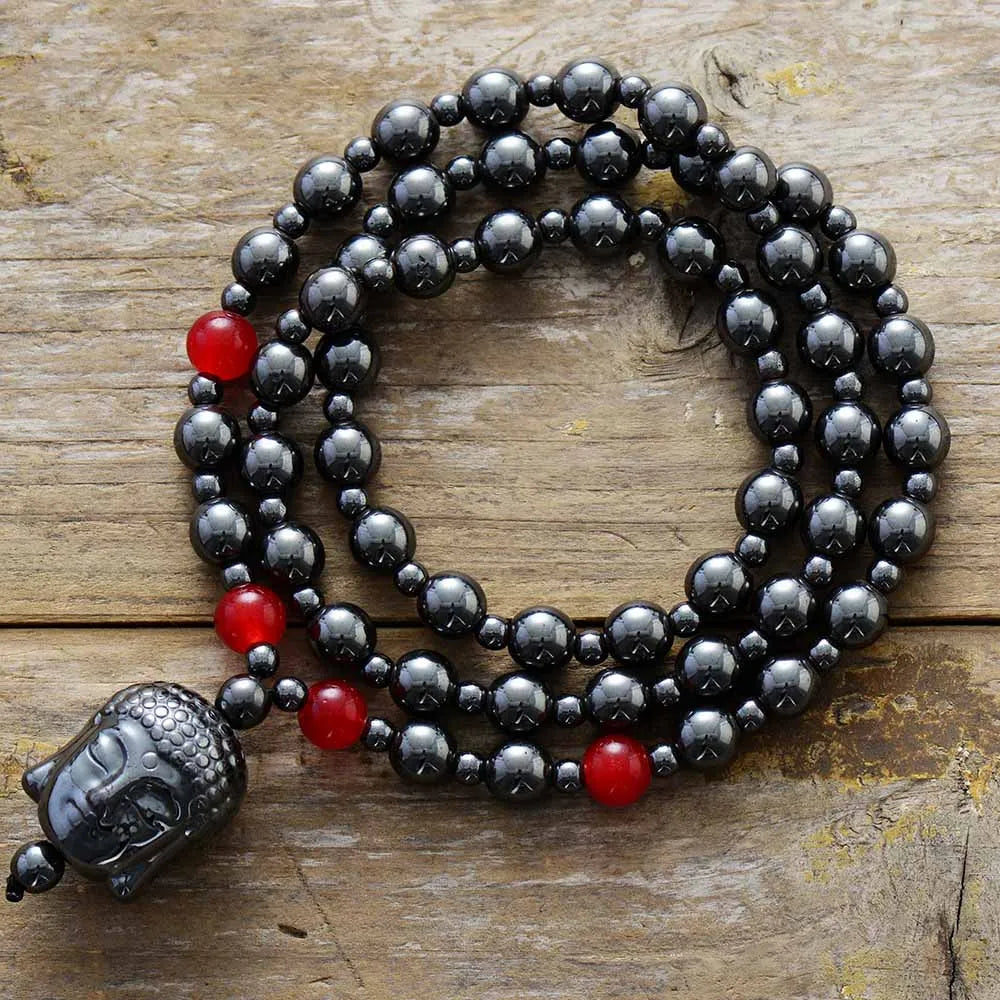 Hematite Buddha Necklace