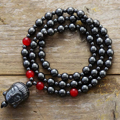Hematite Buddha Necklace