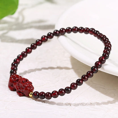 Garnet Cinnabar Pixiu Bracelet