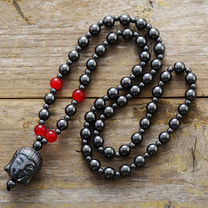 Hematite Buddha Necklace