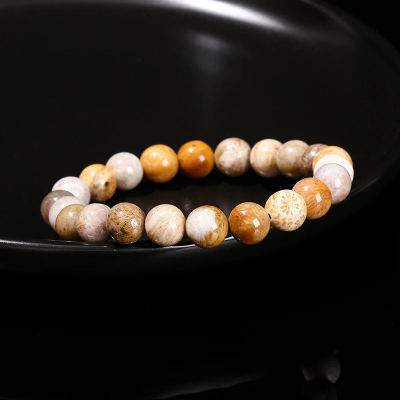 Coral Fossil Agate Bracelet