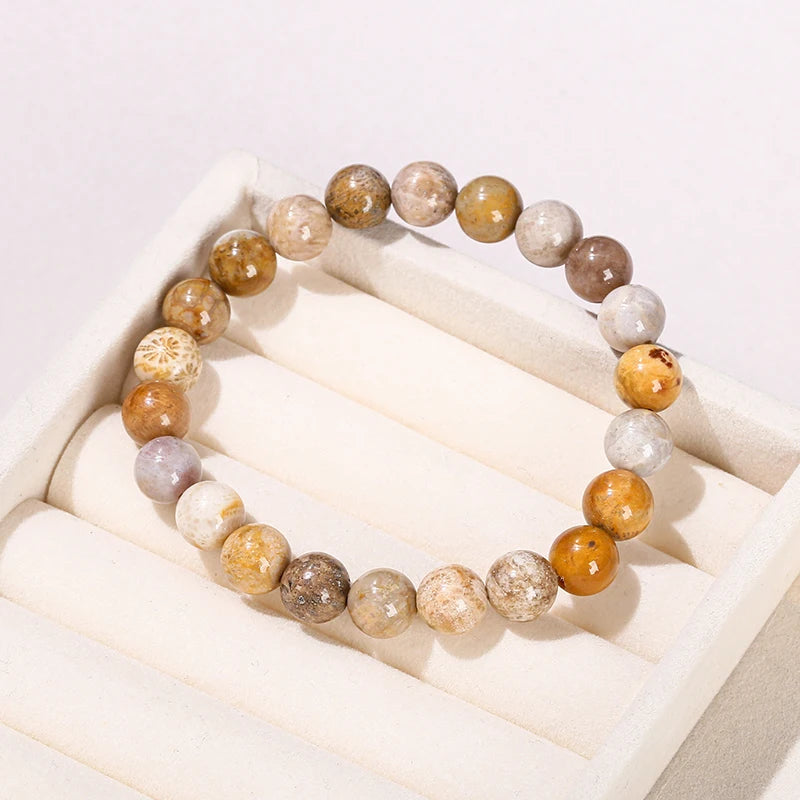 Coral Fossil Agate Bracelet