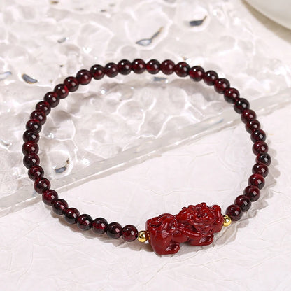 Garnet Cinnabar Pixiu Bracelet
