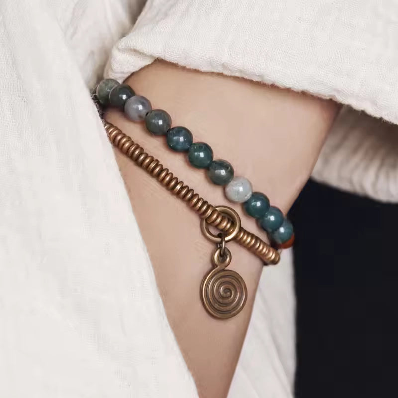 Moss Agate Copper Bracelet