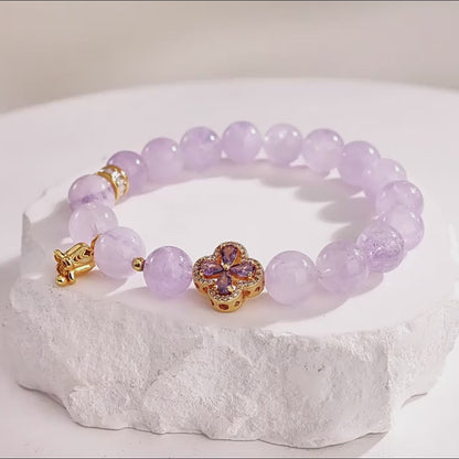 Lucky Clover Amethyst Bracelet